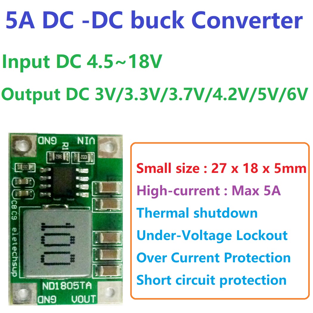 Raspberry Pi 4 - Modulo convertitore DC-DC 5A, da 4,5-18V